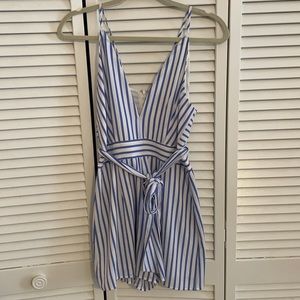 Blue and white stripped romper